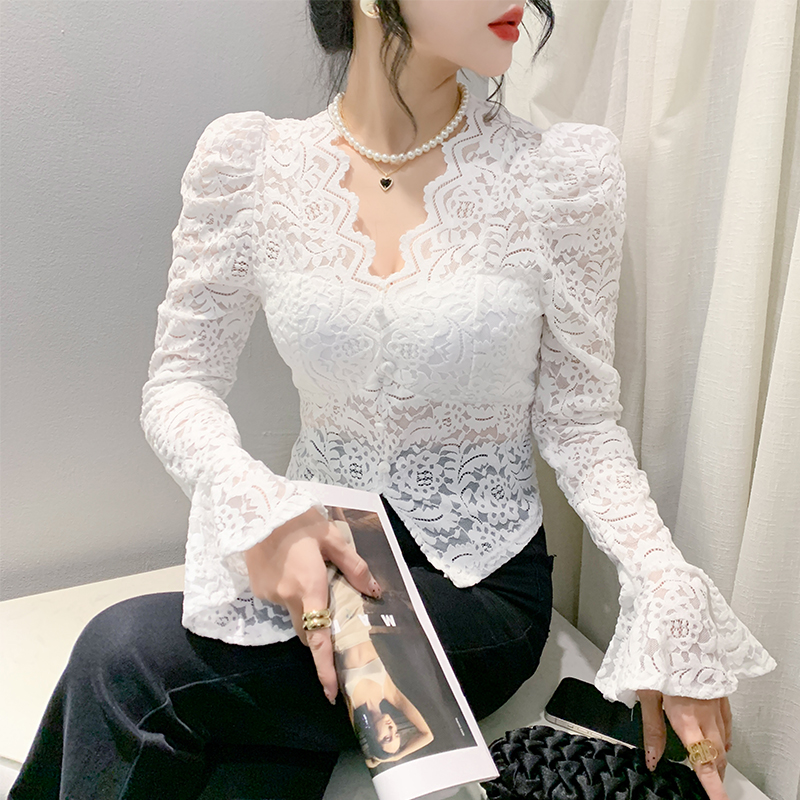 通勤镂空拼接植绒纱网蕾丝