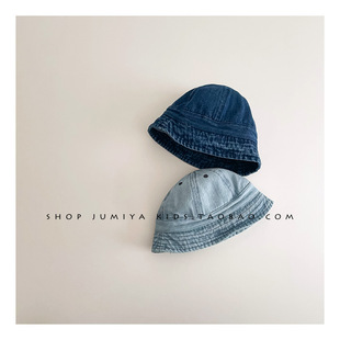 复古随性feel~时髦婴儿水桶帽韩国牛仔宝宝1岁洋气出游小童渔夫帽