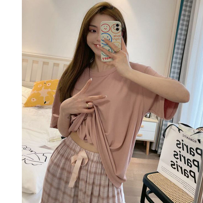 莫代尔睡衣女春夏季薄款短袖纯棉