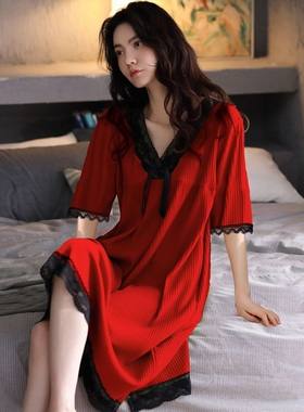 莫代尔睡裙纯棉性感女士