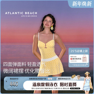 泳装 atlanticbeach连体泳衣女新款 泡温泉高级感显瘦绝美吊带裙式