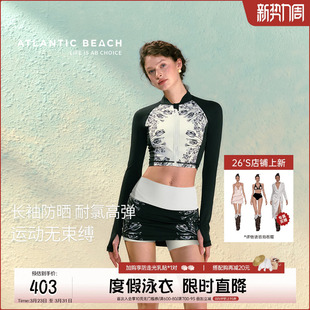 防晒游泳馆专用泳装 atlanticbeach分体泳衣女25新款 遮肉显瘦长袖