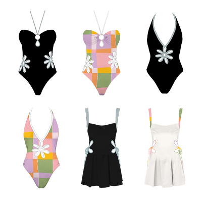 atlanticbeach度假泳衣女 2024新款镂空花合集连体裙式泳装高级感