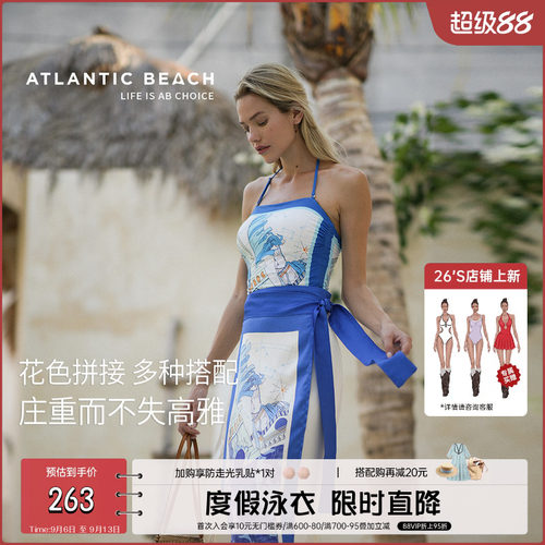 atlanticbeach双面印花复古泳衣