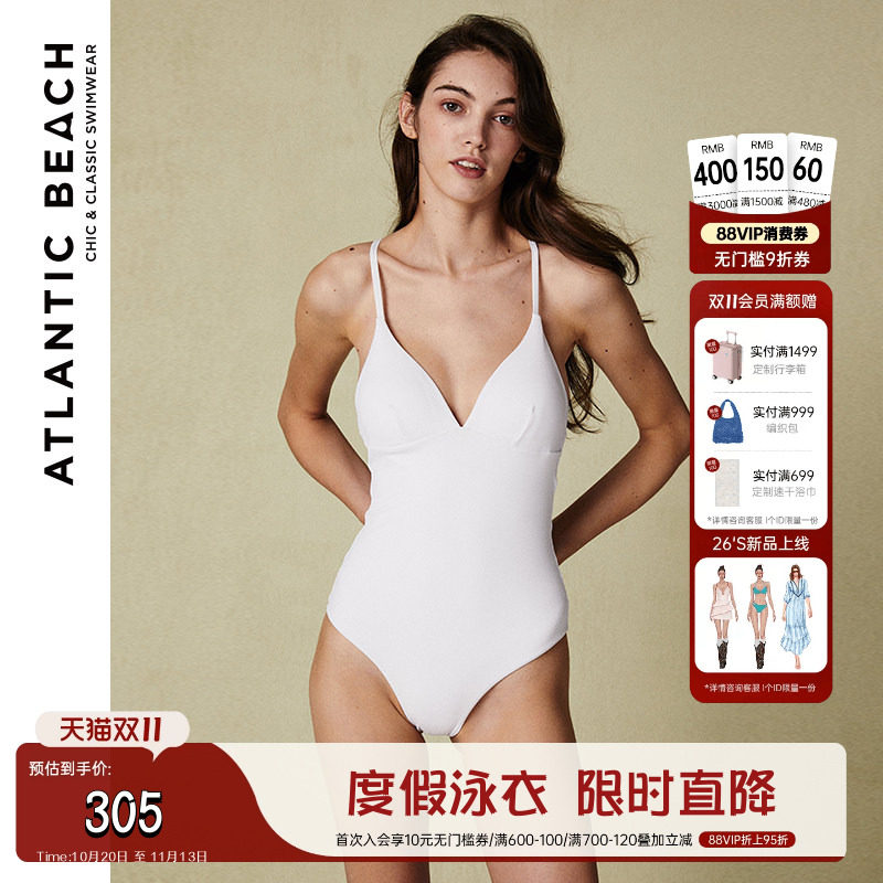 AtlanticBeach泡温泉度假连体泳衣女高级感显瘦性感露背游泳装夏