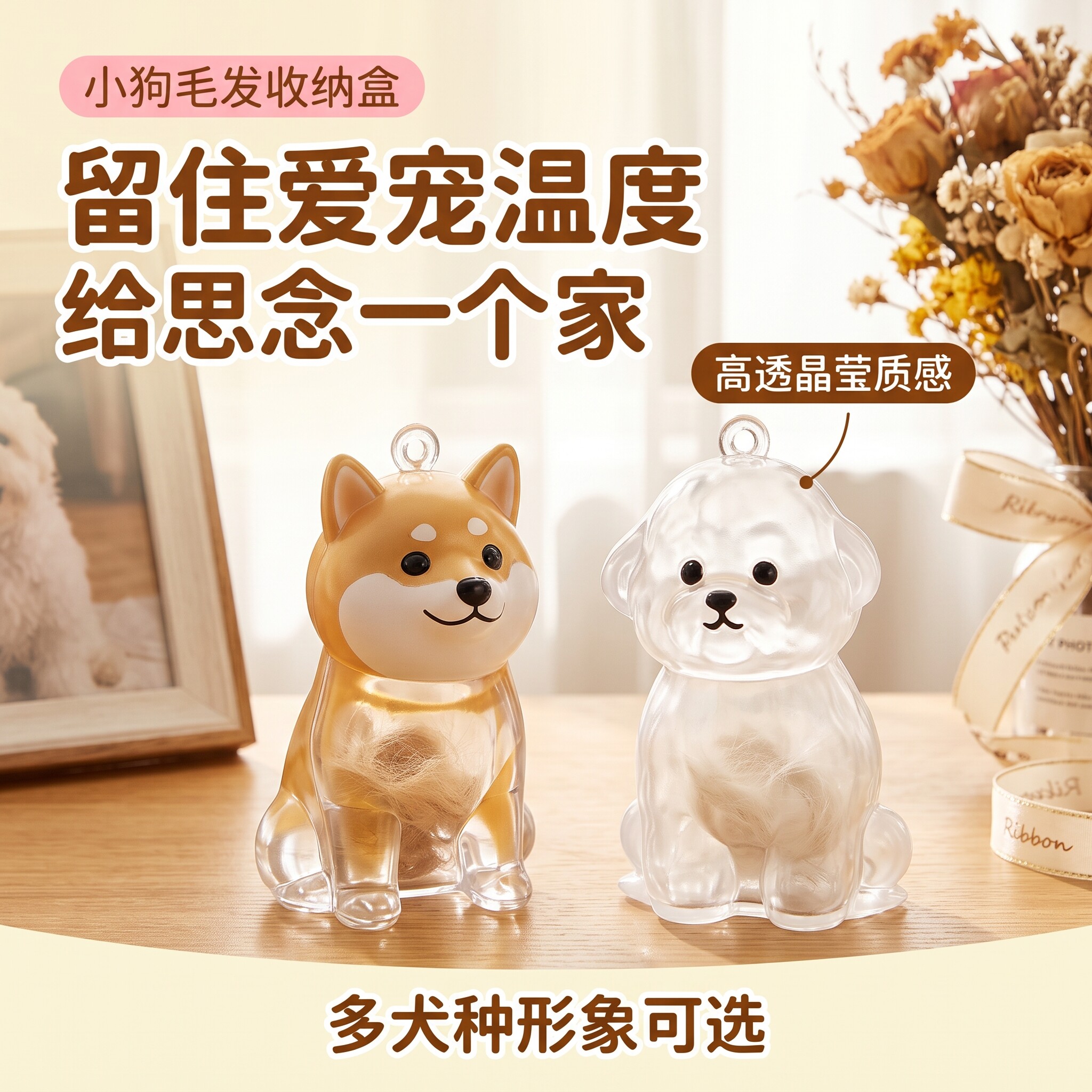 锌合金狗狗毛发纪念收纳钥匙挂件