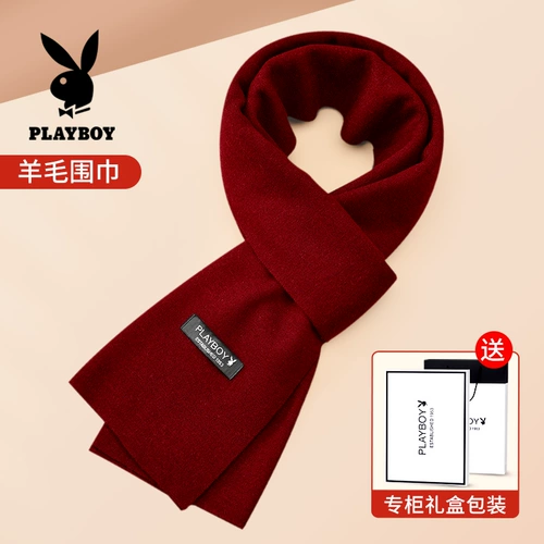 Playboy, мужской шерстяной удерживающий тепло шарф, красный цветной высококлассный оберег на день рождения, подарок на день рождения
