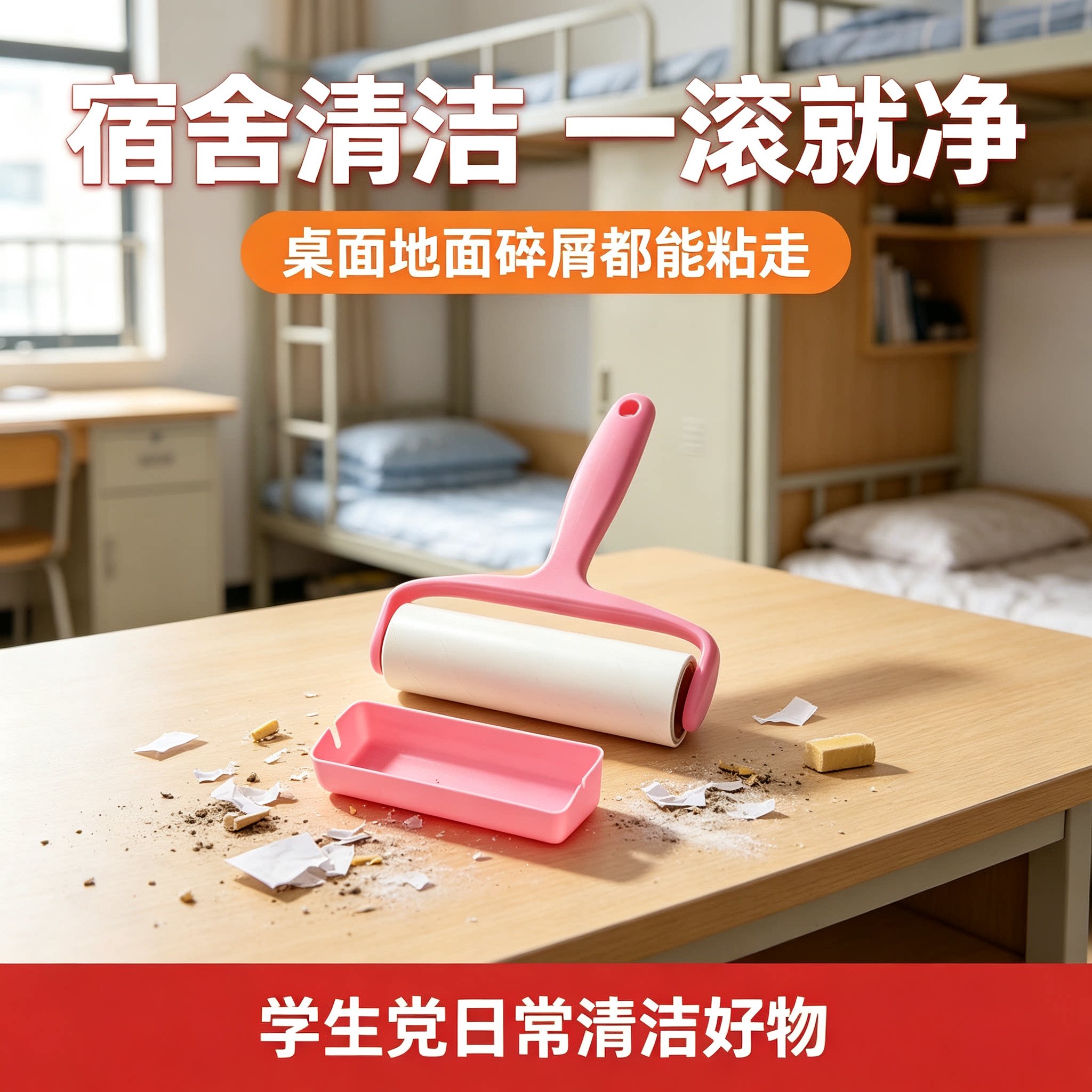 便携粘毛器可撕式滚刷毛衣大衣除毛屑宿舍衣物除尘粘毛卷纸高粘度
