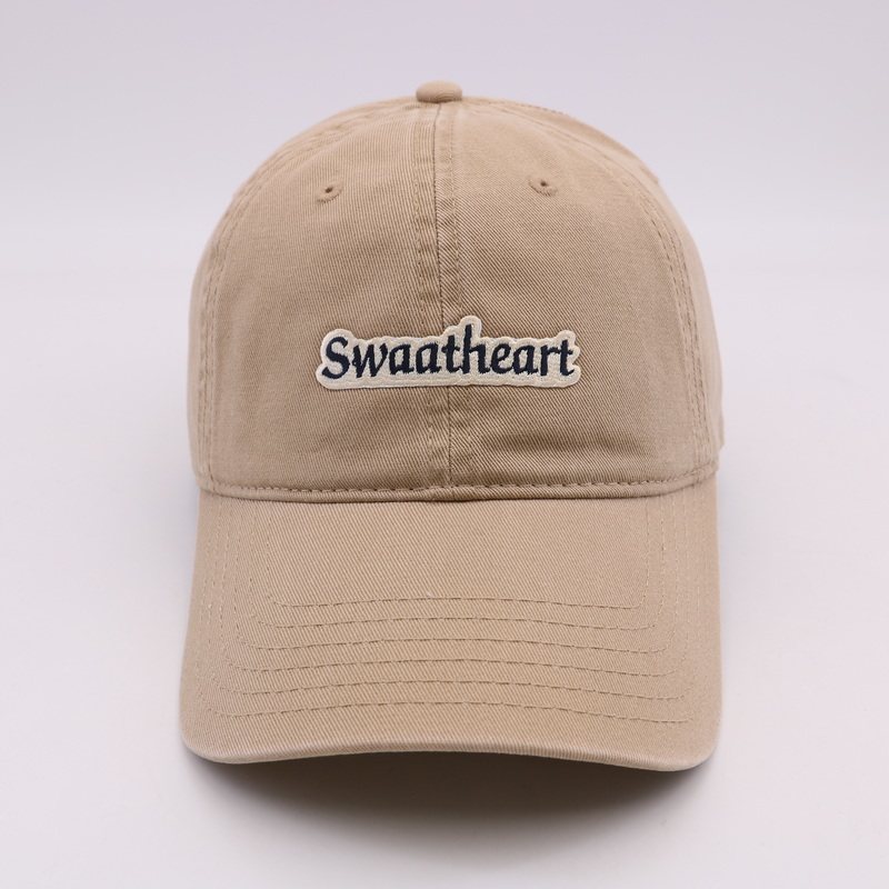 日韩系刺绣字母粘标休闲复古时尚百搭街头软顶款鸭舌帽棒球帽新款