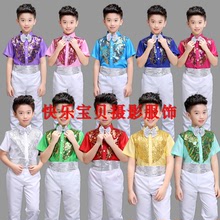 2019新款六一儿童节礼服演出服男童短袖长裤背带套装中大童主持人