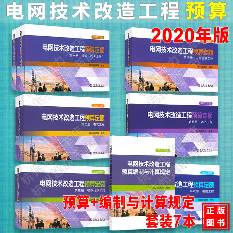 电网技术改造工程预算定额+编制与计算规定（2020年版）全套8种7本 建筑工程电气架空线路电缆调试通信 2021年新出版 现货新预规