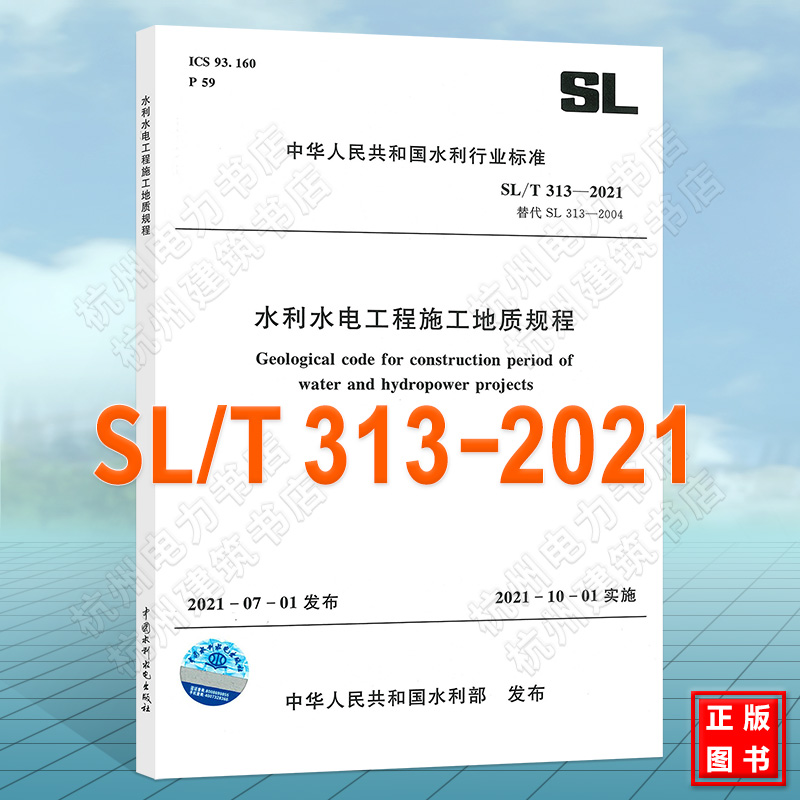 SL/T313-2021水利水电工程施工地质规程 书籍/杂志/报纸 综合及其它报纸 原图主图