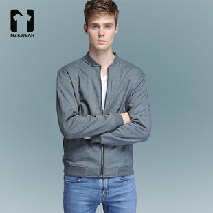 断码清库存款 男纯棉卫衣立领外套修身棒球服男士纯色外穿拉链