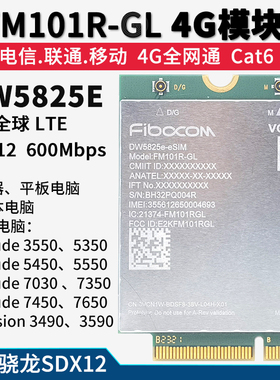 高通X12 FM101R-GL DW5825E 4G模块Latitude 5450 5550 7350 7450