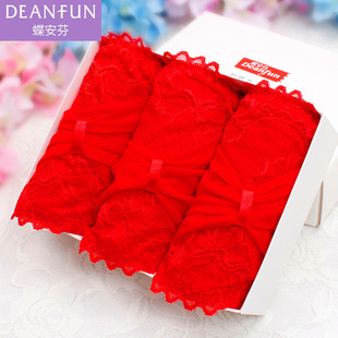 礼盒装 蝶安芬内裤 本命年大红婚庆大红色女内裤 正品 性感 女士内裤