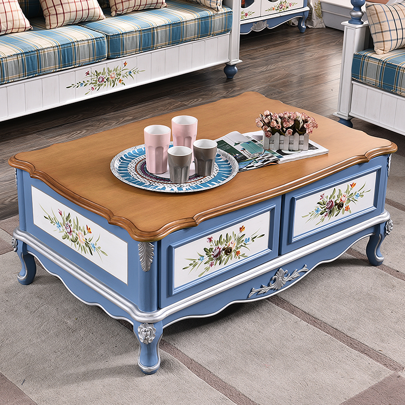 美式茶几简约客厅桌子田园储物柜
