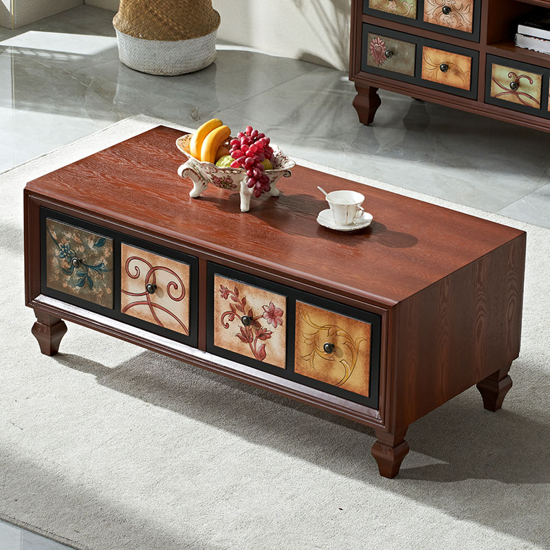 美式茶几电视柜组合做旧客厅沙发