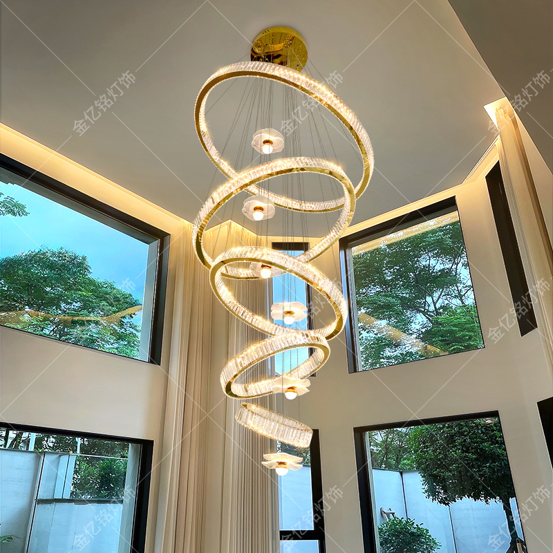 水晶吊灯别墅复式楼中空大吊灯