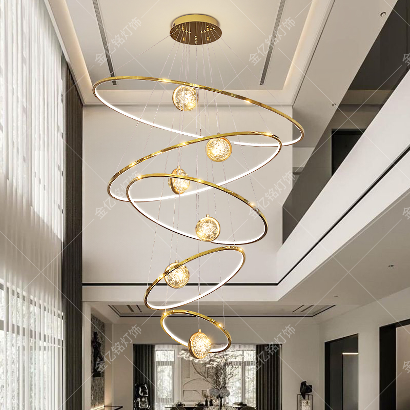 新款挑空loft复式大吊灯现代简约