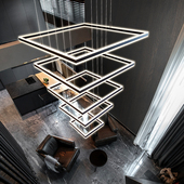 楼中楼复式 楼大厅大吊灯挑高loft公寓中空客厅灯挑空现代简约极简