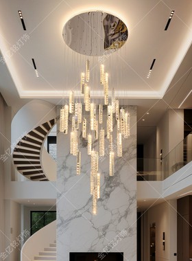 别墅挑空客厅灯复式楼中空大吊灯现代轻奢水晶loft公寓楼中楼大厅