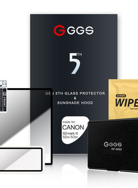GGS金刚五代相机保护屏适用佳能1DX 5D4 5D3 5DS 7DII 6DII 80D 90D相机LCD屏幕贴膜静电吸附光学钢化玻璃