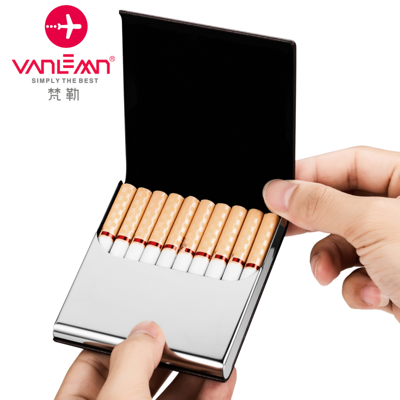 丹麦vanlemn烟盒粗烟10支装男便携超薄款真皮高档免费刻字diy定制