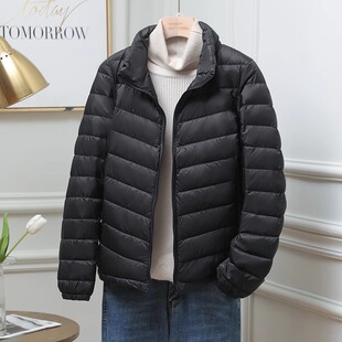 江西共青城羽绒羽绒服女短款便携秋冬季立领大码90白鸭绒薄款