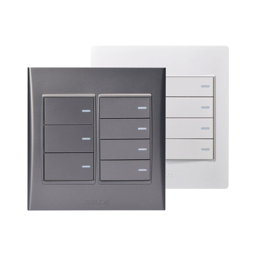 Delixi 120 Switch семь открытого двойного переключателя серого серого домохозяйства 7 открытая двойная двойная панель настенного переключателя с двойной темной установкой
