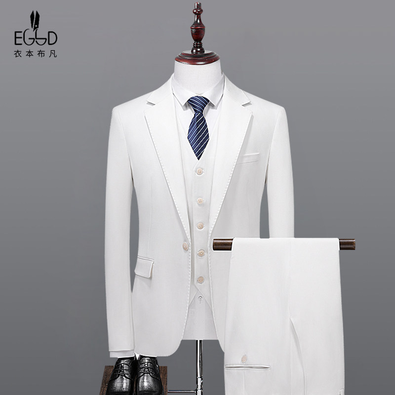 西服套装男士结婚礼服新郎韩版修身职业正装伴郎服装小西装三件套