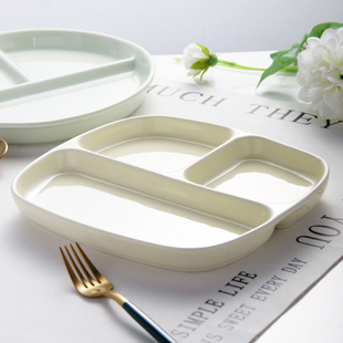 分格餐盘大人减肥专用211分餐盘陶瓷餐具分隔菜盘子儿童早餐盘子