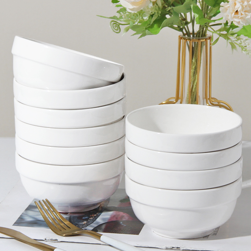 家用白瓷米饭碗陶瓷餐具简约小碗