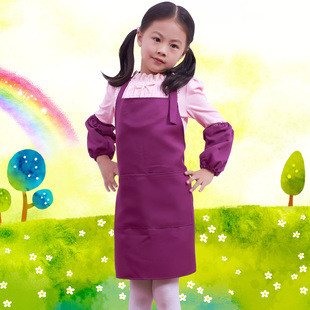 袖 儿童围裙定制幼儿园宝宝绘画围裙 套套装 画画衣88004印字LOGO
