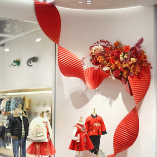 装饰折皱定制吊顶婚礼波浪布置橱窗瓦楞纸长条背景褶皱现场道具纸