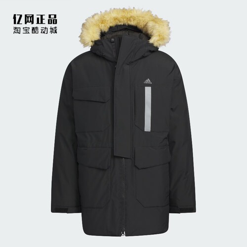 阿迪达斯男款运动休闲中长羽绒服