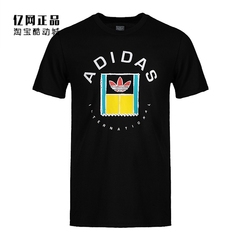 Adidas 三叶草 男款运动休闲舒适透气印花纯棉圆领短袖T恤 DT8110