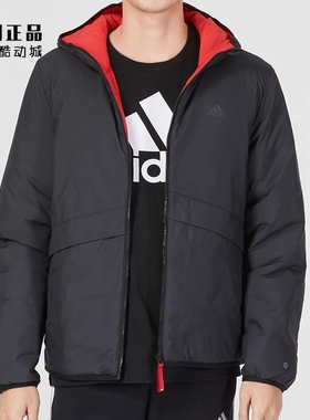 Adidas 阿迪达斯 男款运动休闲双面穿保暖连帽棉衣夹克 HY7219