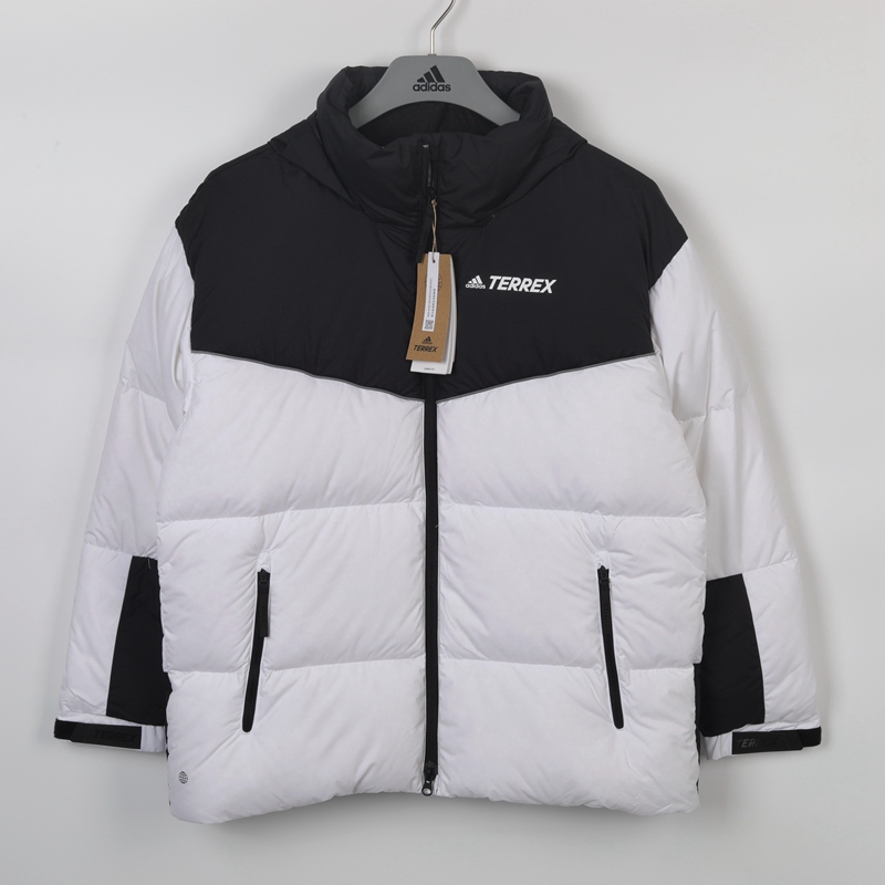 阿迪达斯男女百搭拼色保暖羽绒服