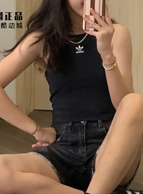 阿迪达斯 三叶草 女子夏季运动休闲舒适修身无袖T恤背心 IW5736