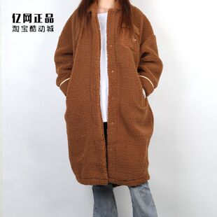 阿迪达斯 三叶草 女子运动休闲羊羔毛中长保暖大衣茄克外套HC0310