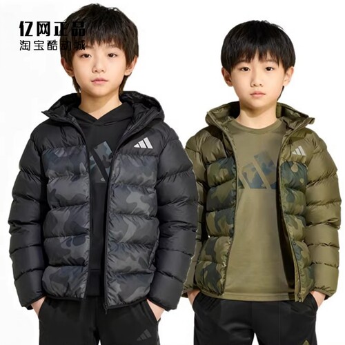 Adidas 阿迪达斯 儿童运动休闲拒水保暖连帽棉服 JL7398 JL7399