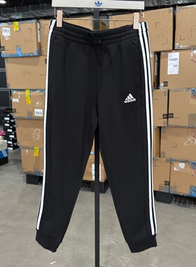 Adidas 阿迪达斯 男款冬季加绒保暖束脚收口经典运动长裤 IB4030