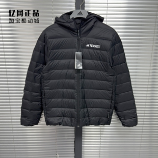 Adidas 阿迪达斯 男款户外运动休闲轻薄款保暖连帽羽绒服 KB2176