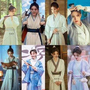漂亮书生影视古装鞠婧祎棉麻女汉服女扮男装公子侠女书生服演出服