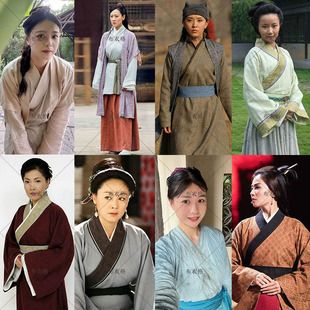 影视古装宋朝唐朝老妇人群演丫鬟村姑棉麻女老太太小姐演出服装