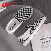 休闲板鞋 回力女鞋 情侣一脚蹬百搭时尚 2026春秋新款 女 棋盘格帆布鞋