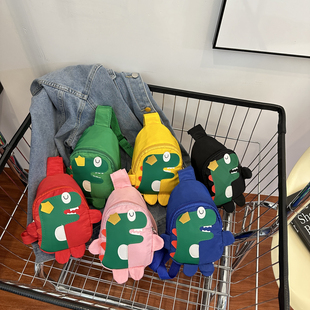 儿童斜挎包恐龙胸包男女小童斜挎包包卡通可爱时尚 宝宝单肩包