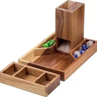 包包桌游|实木磁吸骰塔 收纳实木折叠设计多格储物便携
