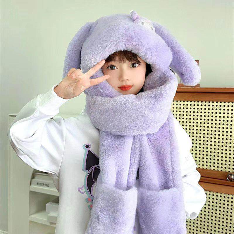 耳朵会动儿童帽子围巾手套双层加厚保暖三件套女童护耳一体帽骑车,服饰配件/皮带/帽子/围巾,三件套,淘宝优惠券,粉丝福利购,淘宝优惠卷