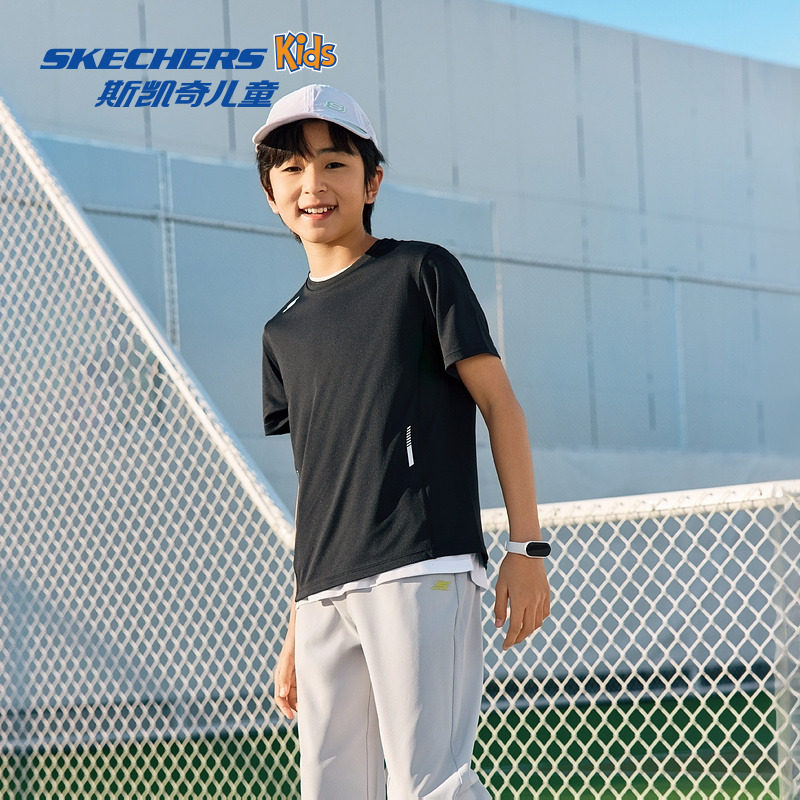 Skechers斯凯奇儿童简约运动风针织短袖T恤2026春夏款